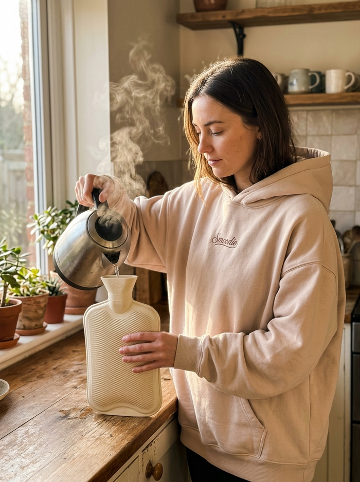 Smoodie in Beige in der Küche